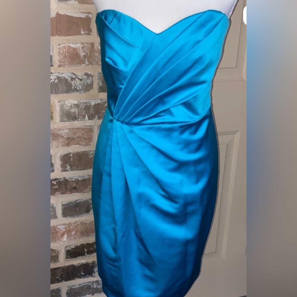 David's Bridal Vibrant Blue Mini Dress